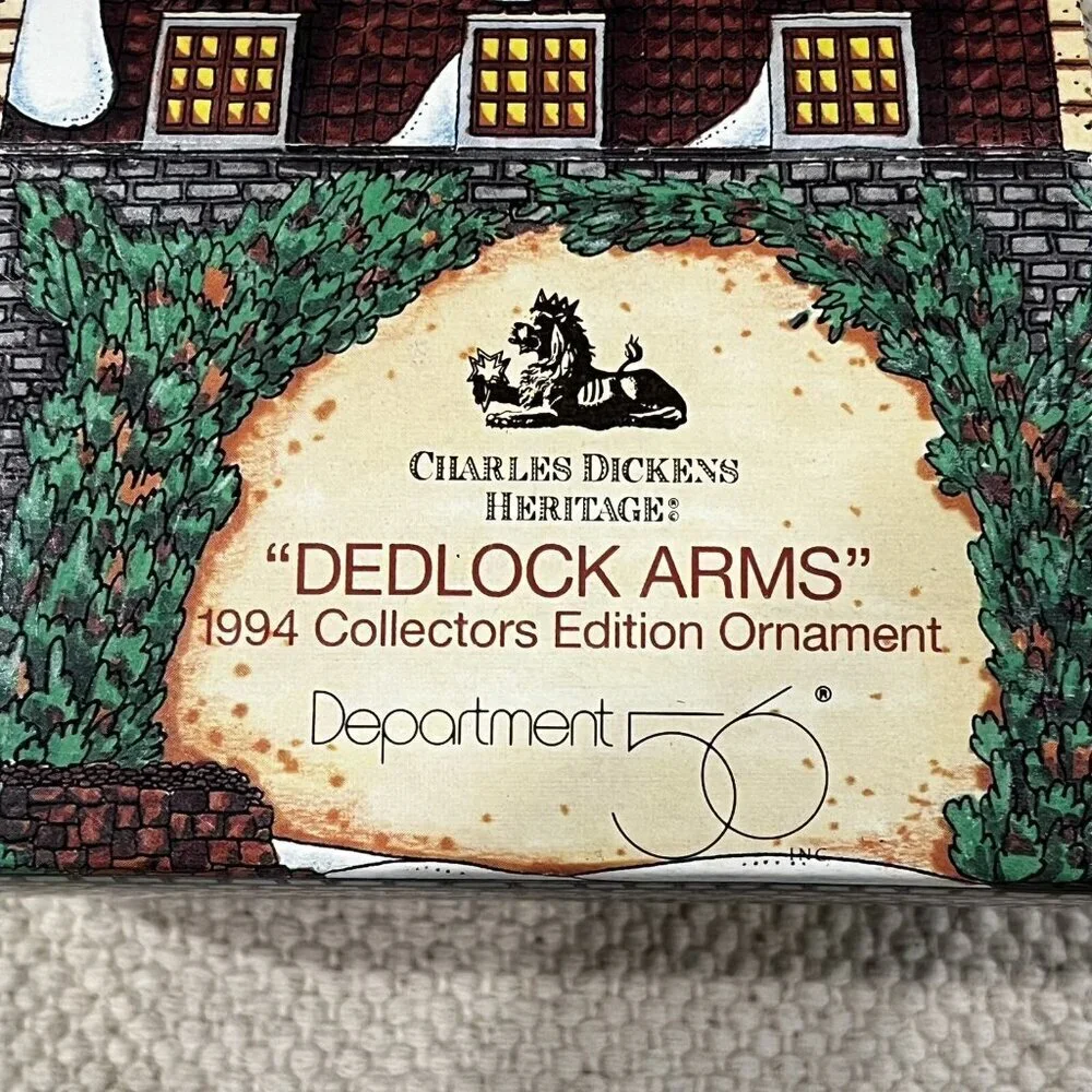 Dept 56 Charles Dickens Heritage Dedlock Arms 1994 Collectors Ornament in Box